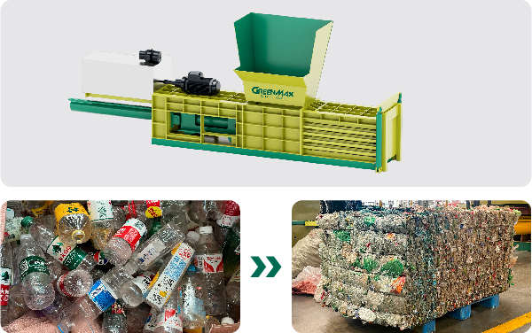 Ballenverdichtung und Vermarktung von PET-Flashen